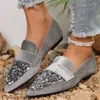 Lässige Schuhe flache Frauen 2024 Spring Mode Herde flacher Slip auf Ladungsanlagen weibliche spitze Zehen Single für Zapatos