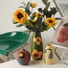 Vases Retro Style créatif peint en céramique Vase Ornements de salon Arrangement de fleurs de salon Porche TV Cabinet décoration