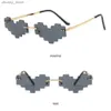 Sunglasses Fashion Heart Shape Effect Glasses Mosaic Style Sunglasses Women Rimless Ladies Sunshade Mirror Funny Party Men Eyewear Y240416