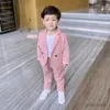 Suits Flower Boys Pink Jacket+Pants 2Pcs Clothing Set Gentleman Kids Formal Wedding Suit Childrens Day Performance Graduation Dress