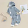 Clothing Sets Baby Pants Set Contrast Color Long Sleeve Hooded Romper With Fall Outfit For Girls Boys