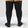 Meias sexy de algodão japonês meias extra longas de tamanho grande grossa meias pretas coxa altiva sobre as meias do joelho obesidade Meia sólida fofa 240416