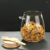 Förvaringsflaskor mellanmål sockerglaspanna kök matklass förseglad burk kaffepulver krydda trä honung med sked