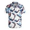 Chemises décontractées pour hommes America Hawaiian Flag mode masculin pour l'homme Vêtements 3D plage imprimée à manches courtes Y2K