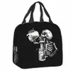 drunk Skull Thermal Insulated Lunch Bag Women Resuable Lunch Tote for Outdoor Picnic Multifuncti Food Box 8276#