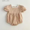 Rompers Summer Cute Baby Girl Clothes Lace Square Collar Romper Cotton Short Sleeve Baby Jumpsuit 0-24m L410