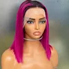 Groothandelsprijs 1B Rose Pink Silky rechte 13x4 Transparante kant Frontale Bob Wig Maleisische Peruaanse Braziliaanse 100% rauwe maagd Remy Human Hair