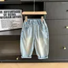 Pantalones 2024 Pantalones para niños Summer Etiqueta de niños y niñas de jeans de gradiente coreano