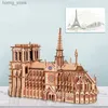 3D Puzzles 3D drewniane łamigłówki Notre Dame Cathedral Żaglowskie Samolot Łódź żeglugi statek Jigsaw Woodcraft Zestaw edukacyjny zabawki dla dzieci Budowanie robota Model Y240415
