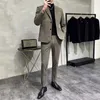 Herrspårar Autumn Winter Woolen Casual Suit Single Piece/Suit Förtjockad varm koreansk stil Fashionabla Slim British Elegant Urban Set