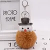 Plush Keychains 2020 Christmas Snowman Bag Keychain PU Leather Imitation Rex Rabbit Plush Keychain Gift Wholesale Y240415