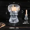 Titulares de vela Creative Light Luxury Glass Candlestick Europeu Retro Decoração em casa Romântica Salia Double Use Cup Holder Ornament