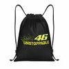 Rossi dragsko ryggsäck Kvinnor män sport gym säckpack fällbar motorcykel racing shop påse säck 13t4#