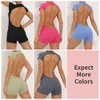 Lu Set jumpsuit uitlijnt Lemon Women Jumpsuit Short Sleeve Yoga Set Gedeted Bacdless uit één stuk Bodysuit Fiess Fiess Gym Kleding Training Rompers Exer