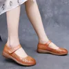 Casual Shoes GKTINOO Genuine Leather Ladies Flats Summer Woman Plus Size Loafers Hollow Round Toe Soft Comfort Sandals Female