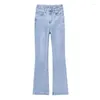 Kvinnors jeans Vår/sommar hög midja stretch Slim Flare Pants Casual Skinny Denim Trousers Ankle-Length Streetwear