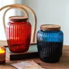 Opslagflessen kleurrijke glazen pot keuken voedselkwaliteit afgedichte pot koffiepoeder kruiden acacia houten fles 2200 ml