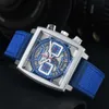 2024 Men Função Quadrada de 6 pinos masculino Quartz Dual Color Strap Watch