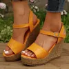 Sandals Thick sole ankle buckle wedge sandals for womens fashion PU leather platform sandals for womens summer anti slip ultra-high heels sandals J240416