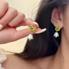 Boucles d'oreilles enracinées enchevêtrées vertes nouées lis de la boucle d'oreille pendentielle de la vallée pour femmes bijoux d'oreille accessoire en gros fille féminine cadeau