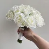 Bröllopsblommor Big Bride Bouquet Bridesmaids Roses Artificial Rhinestones äktenskap brudtillbehör party bordsdekoration