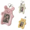 Cat Carto Plush Photocard Holder Rabbit Ins Carto Card Cover Protective Case met sleutelhanger hanger kpop idool fotohoes w0mv#