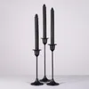 Candle Holders Zestaw 3PCS Matte Black Candlestick Dekoracja na przyjęcie weselne