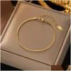 Kette Neue Punk -Mode 1,5mm Schlangenknochenarmband für Frauen goldene Farbe 14K Gelbgold Armbänder weibliche Schmuck Weihnachtsgeschenk Drop d DHPBQ