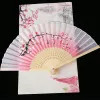 Mix Color Chinese Style Silk Hand Fans Weddings Tryckt Flower Butterfly Trähandtag Bröllopsdans rekvisita med tofsar C0426