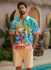 メンズカジュアルシャツ夏のファッションバケーションハワイアンココナッツツリーカートゥーン3Dプリントシャツ