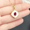 925 Silver Inlaid Natural Ruby Pendant, Luxury léger et collier de bijoux féminin haut de gamme