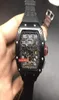 Boutique Men039s Hochwertige Armbanduhr Schwarze Edelstahl -Hülle Schwarze Gummi -Gurt Uhren Automatische mechanische Sport 9114886