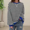 Chemises actives T-shirts de printemps à manches longues Femmes Simple Pure Striped Design Retro Ins Ladies Tees Top All-Match BF Style