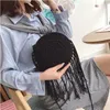 Drawstring 2024 Summer Straw Woven Bag Casual Boho Messenger Shoulder Tassel Handbag Crossbody