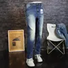 Jeans maschile stilista italiano designer di alta qualità retrò bluelast slim fit casual