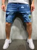 夏のメンズストレッチストレート短いジーンズファッションカジュアルスリムフィット高品質の弾性バッジポケットホールデニムショーツ男性240409