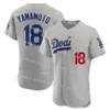 Yoshinobu Yamamoto 18 Dodgers Baseball Jersey Team Japon Blue blanc gris noir homme femme jeunesse