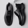 Casual Shoes Man oryginalna skórzana koronka w górę Oxfords Flat Outdoor Fashion Business Moccasins Black