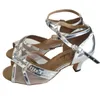 Tanzschuhe individuelle Fersen -Fersen -Frauen -Latin Salsa Ballroom Party Socials Open Open Tancing Sandalen mit Ketten Silber