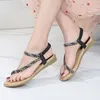 Sandalen Hovinge Fashion Bohemia Rhinestone Wedge Shoes For Women Sandalias Mujer Clip Toe Woman Elastic Band