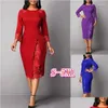 Etniska kläder Afrikanska kläder 2022 Elegant Red Dress Women Office Lady Plus Size 4XL 5XL O-Neck Bandage Bodycon Pencil Robe High Dro Dhuqt