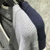Time Breate TB Cardigan Four Bar v-Neck Thickedle Front and Back不規則なボタントップニットセーター