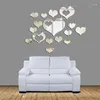 Wall Stickers 1Set 15pcs Home 3D Removable Heart-shaped Art Decor Living Room Entrance Background Decoration