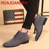 Boots Men Business Shoes Man Dress Fashion Pointed Toe Lace-Up Ankle Formal Wedding Footwear Male Suede Oxford