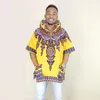 الملابس العرقية الأفريقية Royal Dashiki Hoodie Mens Yellow Printed Wedder Kwanzaa