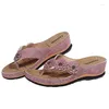 Slippers Flower décor de fleurs pour femmes Sandales confortables ouvertes ouvertes sur les chaussures Flip Flip Flops