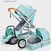 Barnvagnar# Högt landskap Baby Barnvagn 3 i 1 med bilsäterosa barnvagn Luxury Travel Pram bilstol och barnvagn BORRY PUSHCHAIR L416