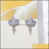 Jewelry Settings Pearl Earrings Setting Sier Zircon Crown Stud Earring Mounting Blank Diy Gift For Female Drop Delivery Dhgarden Dhooe