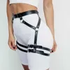 Taillenkettengürtel besetztes Dekor Kabelbaum Gürtel sexy Beingeschirr Hosenträger PU Leder Oberschenkel Strumpfband für Frauen Kabelbaum Kleidung Accessoiresl240416