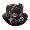 Beralar moda dişli gözlükleri şapka steampunks hippieshat yetişkin gençler rol oyun kostüm